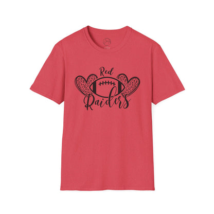 Leopard Heart Red Raiders Football Tee