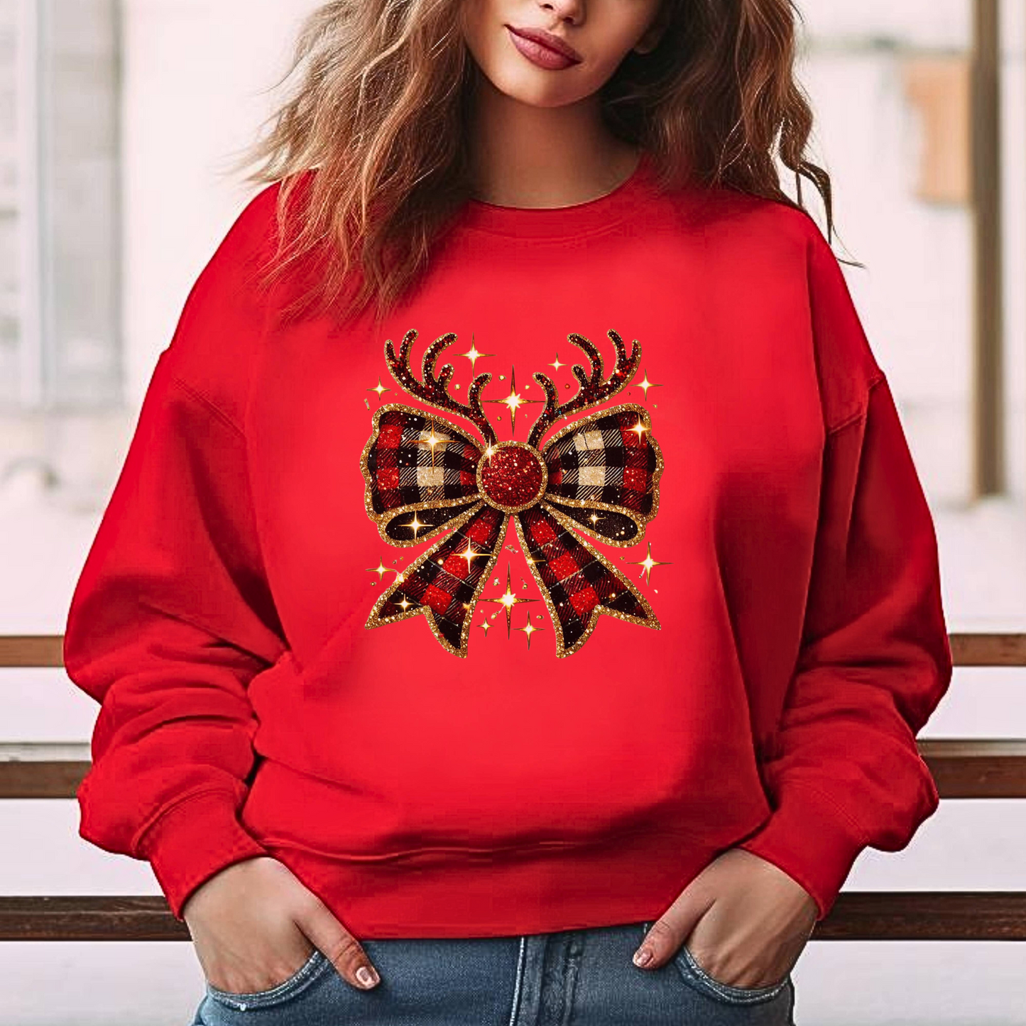 Rudolph Bow Sweatshirt