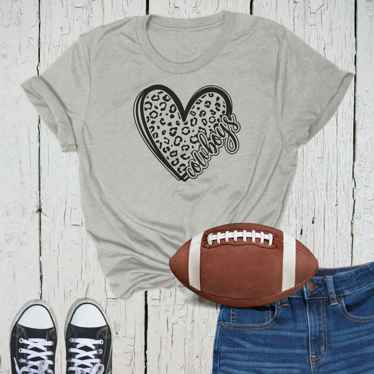 Cowboys Leopard Heart Sports Tee