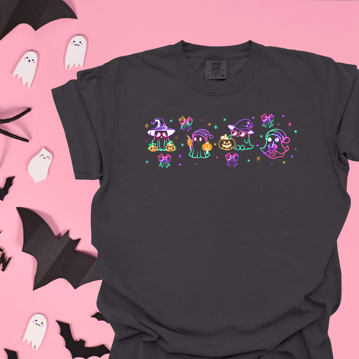 Neon Cute Halloween Ghost Tee