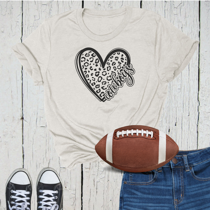 Cowboys Leopard Heart Sports Tee