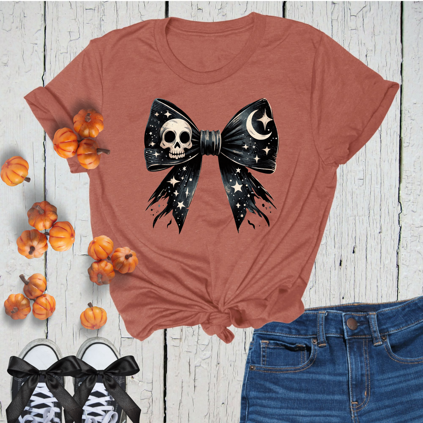 Skeleton Bow Halloween Tee