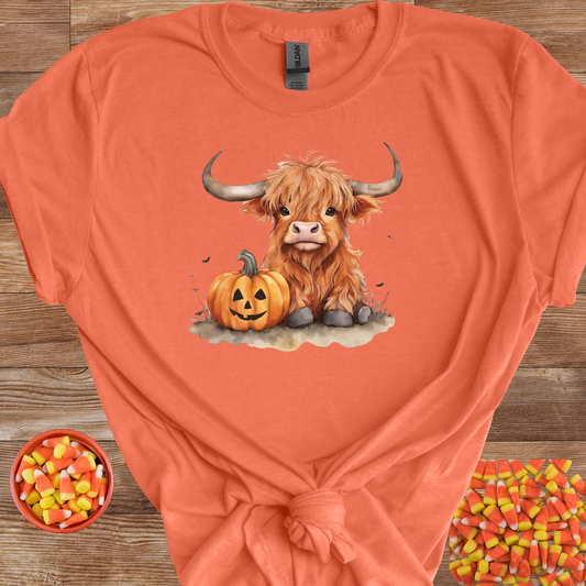 Pumpkin Highland Cow Tee