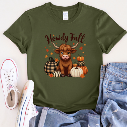 Howdy Fall Highland Cow Tee