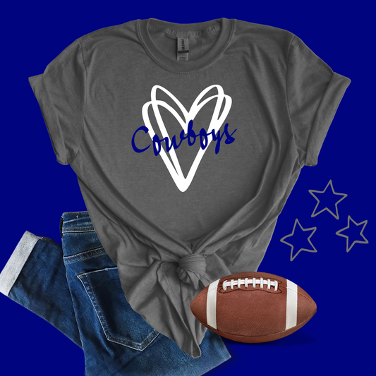 Cowboys Heart Sports Fan Tee